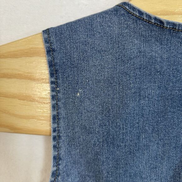 REWASH Recycled Zip Front Dress Women’s Size M Stretch Denim Jean Pockets - Picture 15 of 16